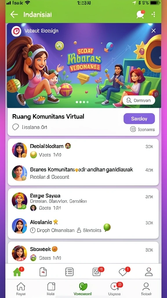 Antarmuka utama aplikasi 62VIP yang menarik.