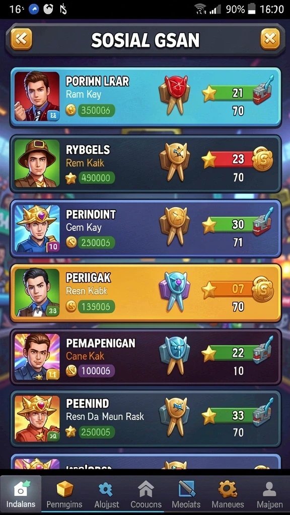 Berbagai pilihan level permainan yang menantang.